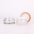 bamboo cosmetic packaging glass jar 120g clear frosted glass bamboo cream jar